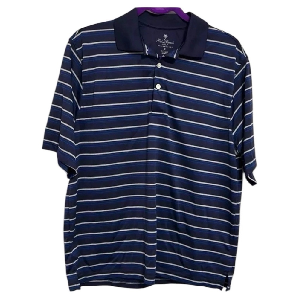Men’s Palm Beach Golf Performance Blue Polo Button Down Size Medium